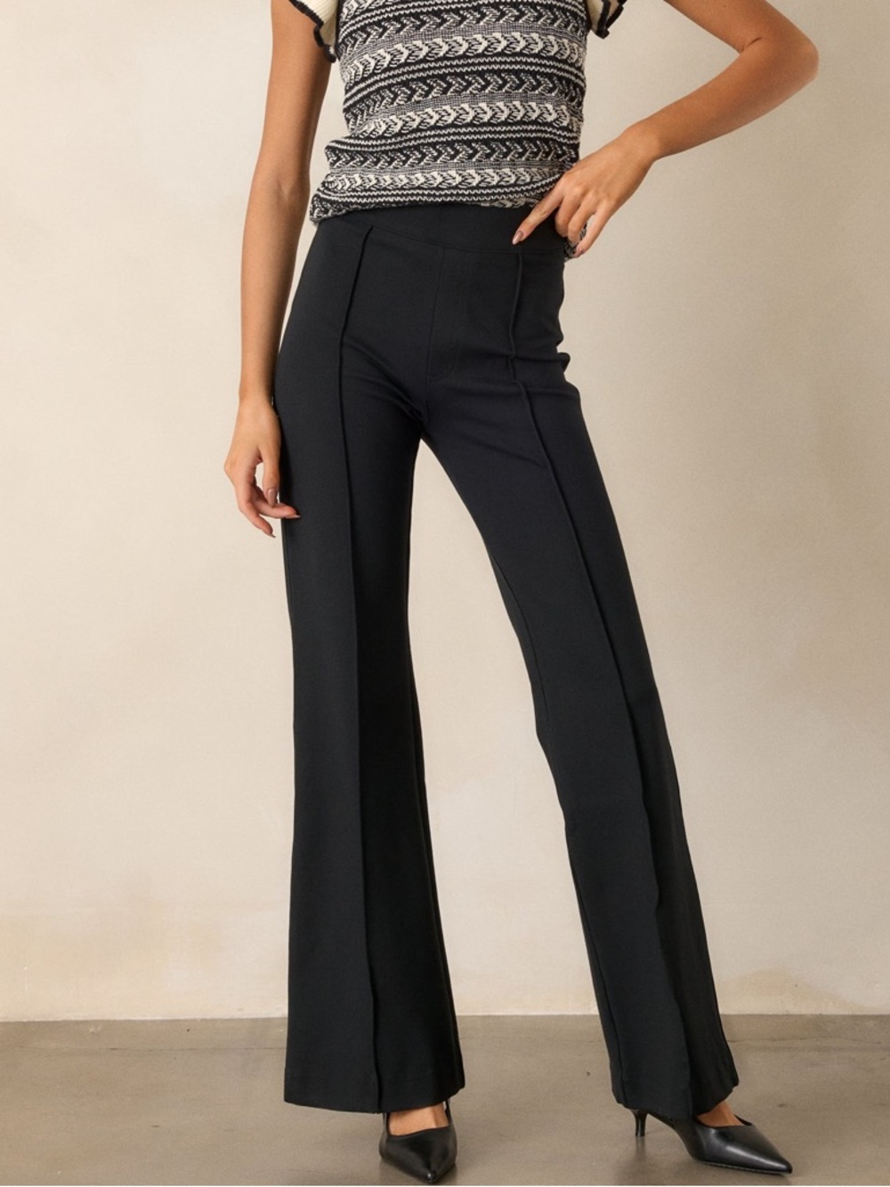Spanx The Perfect Black Hi-Rise Flare Pants Trouser Black S Small